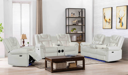 Alexa White 3-Piece Power Reclining Living Room Set