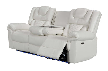 Alexa White 3-Piece Power Reclining Living Room Set