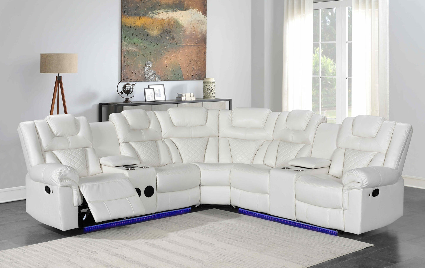 Alexa White Reclining Sectional