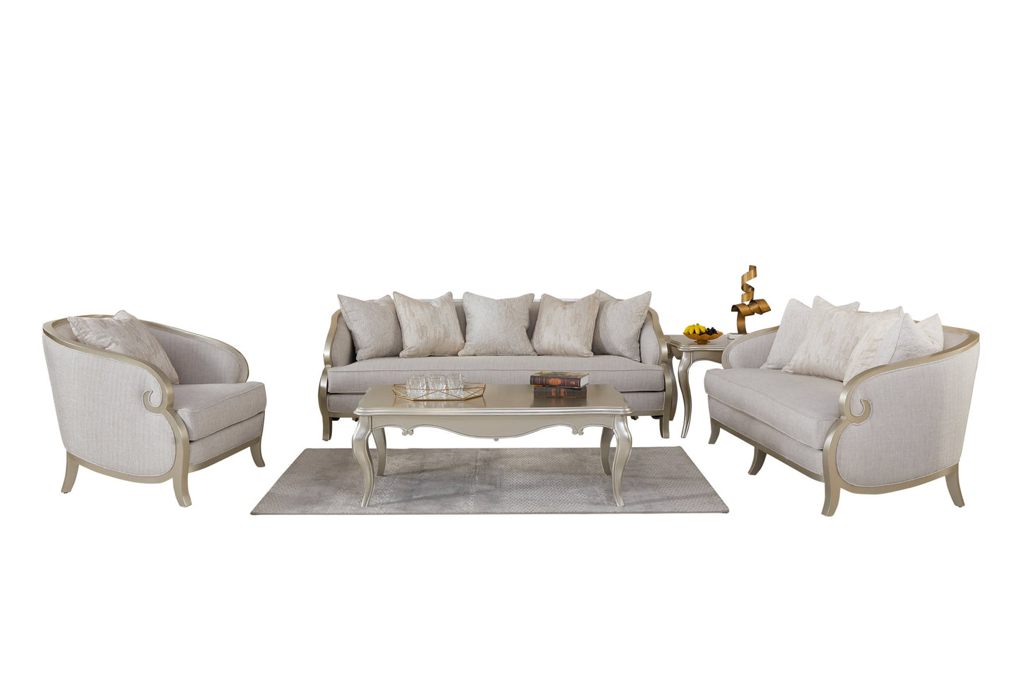 Alexandra Beige Classic 3-Piece Living Room Set