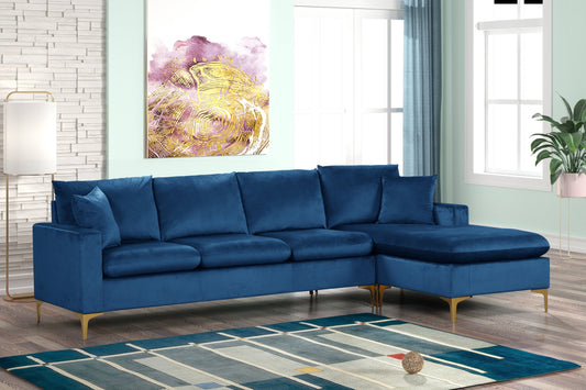 Amber Blue Velvet Reversible Sectional