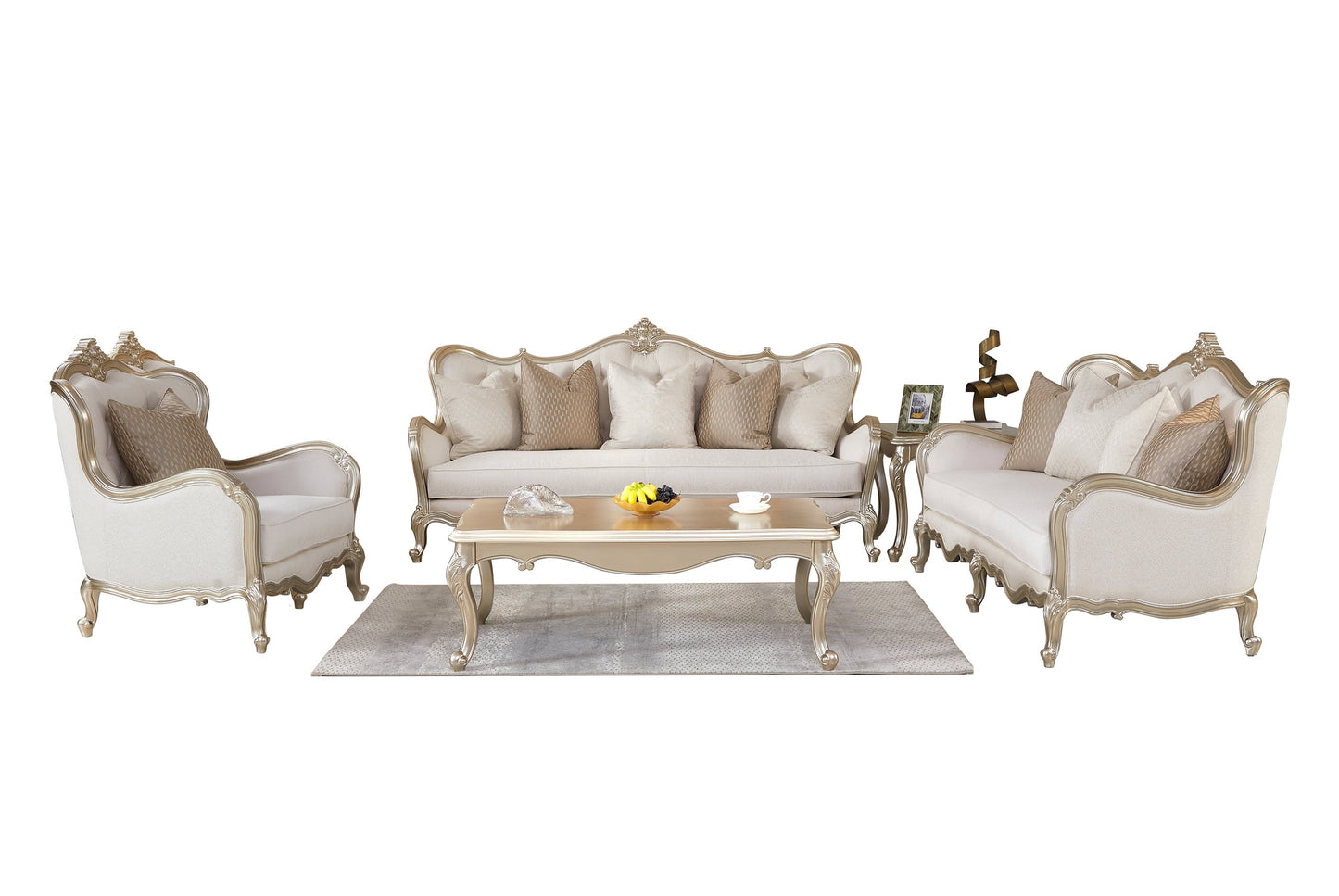 Anastasia Beige Classic 3-Piece Living Room Set