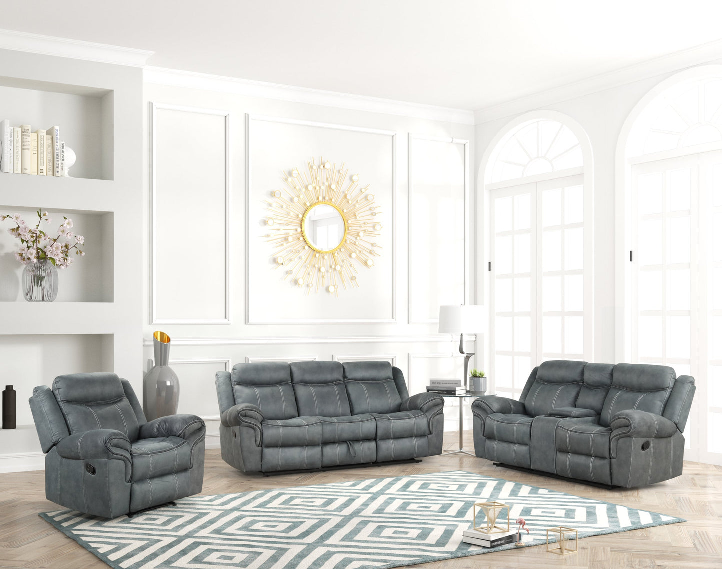 Andres Gray 3-Piece Reclining Living Room Set