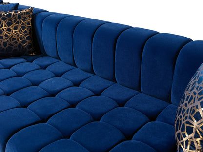 Ariana Blue Velvet Double Chaise Sectional - Mattress on Demand