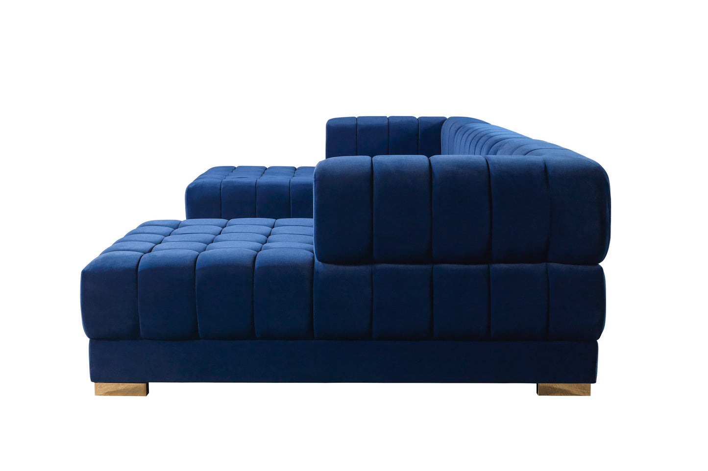 Ariana Blue Velvet Double Chaise Sectional - Mattress on Demand