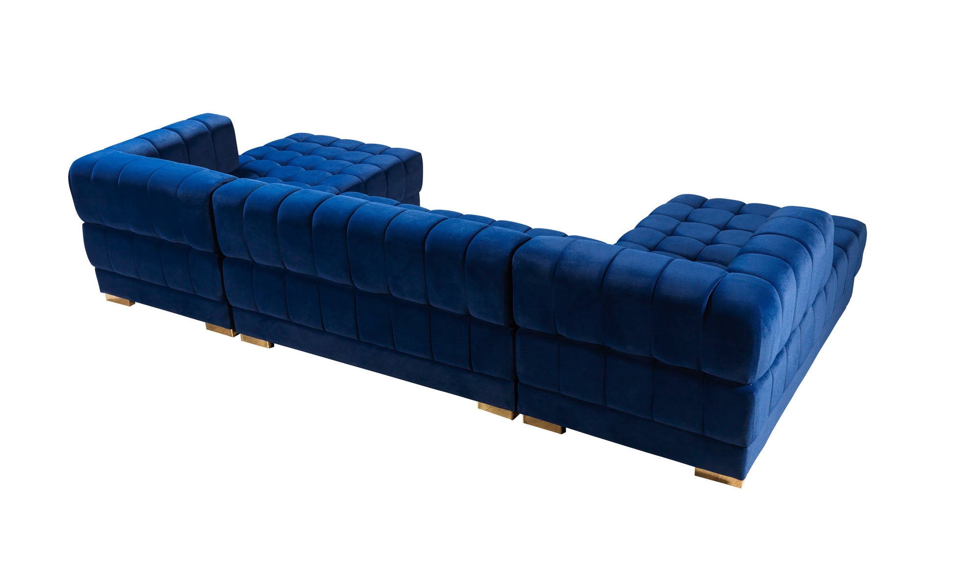 Ariana Blue Velvet Double Chaise Sectional - Mattress on Demand