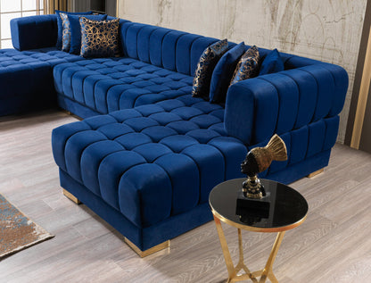 Ariana Blue Velvet Double Chaise Sectional - Mattress on Demand