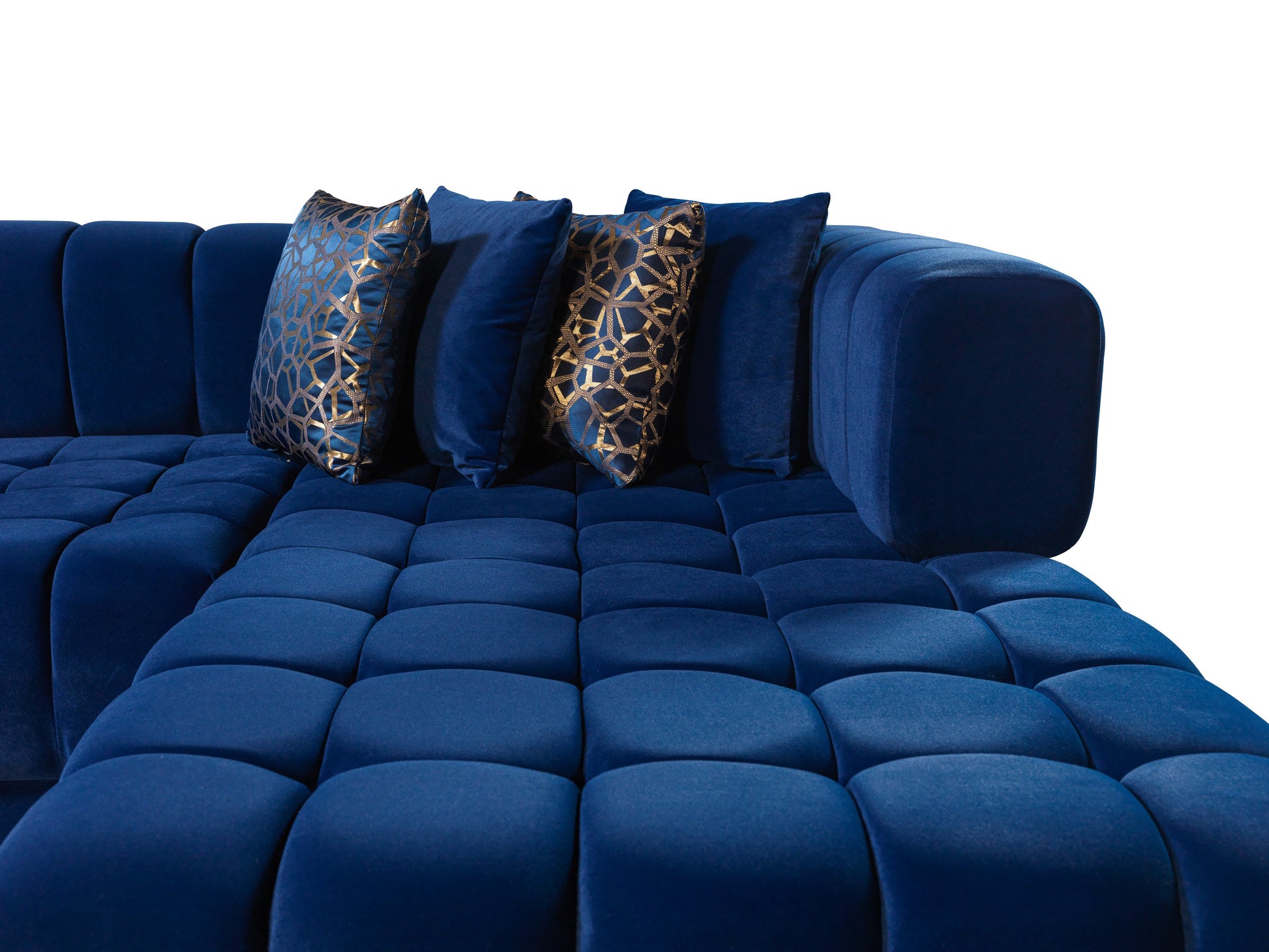 Ariana Blue Velvet Double Chaise Sectional - Mattress on Demand