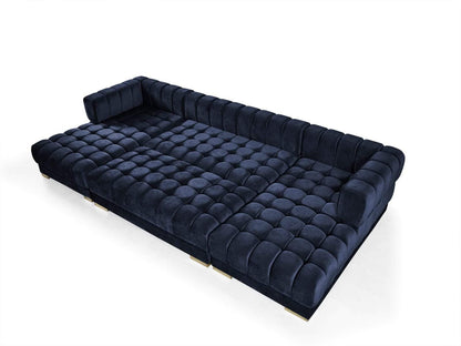 Ariana Blue Velvet Ottoman - Mattress on Demand