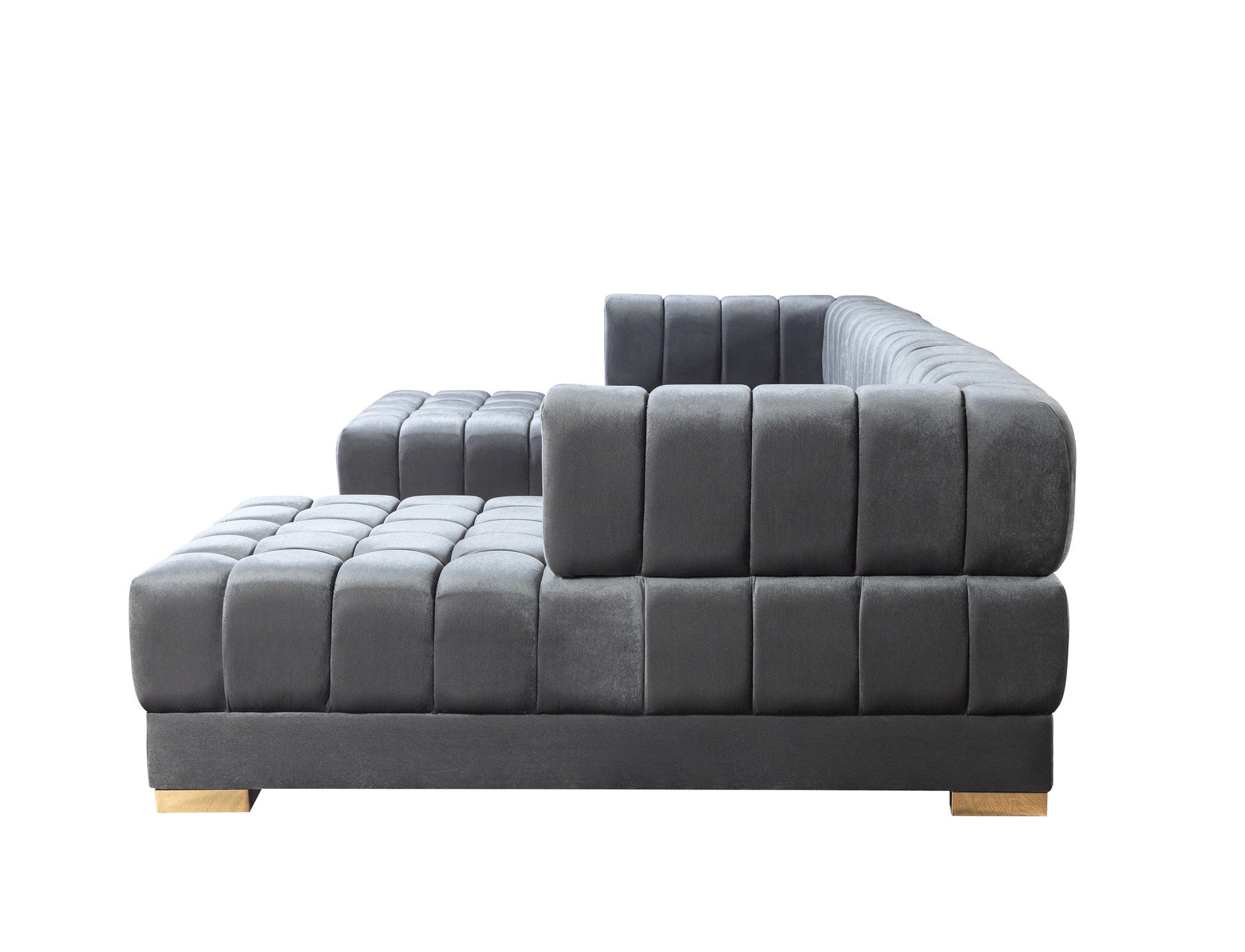 Ariana Gray Velvet Double Chaise Sectional - Mattress on Demand