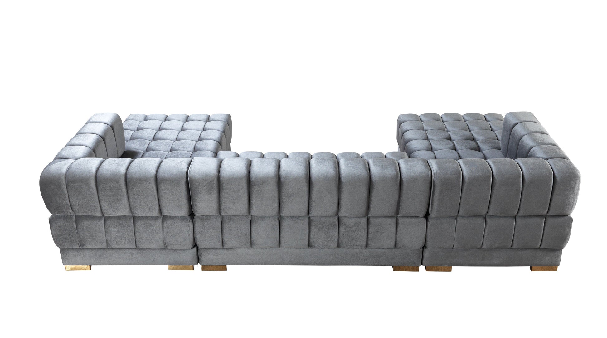 Ariana Gray Velvet Double Chaise Sectional - Mattress on Demand