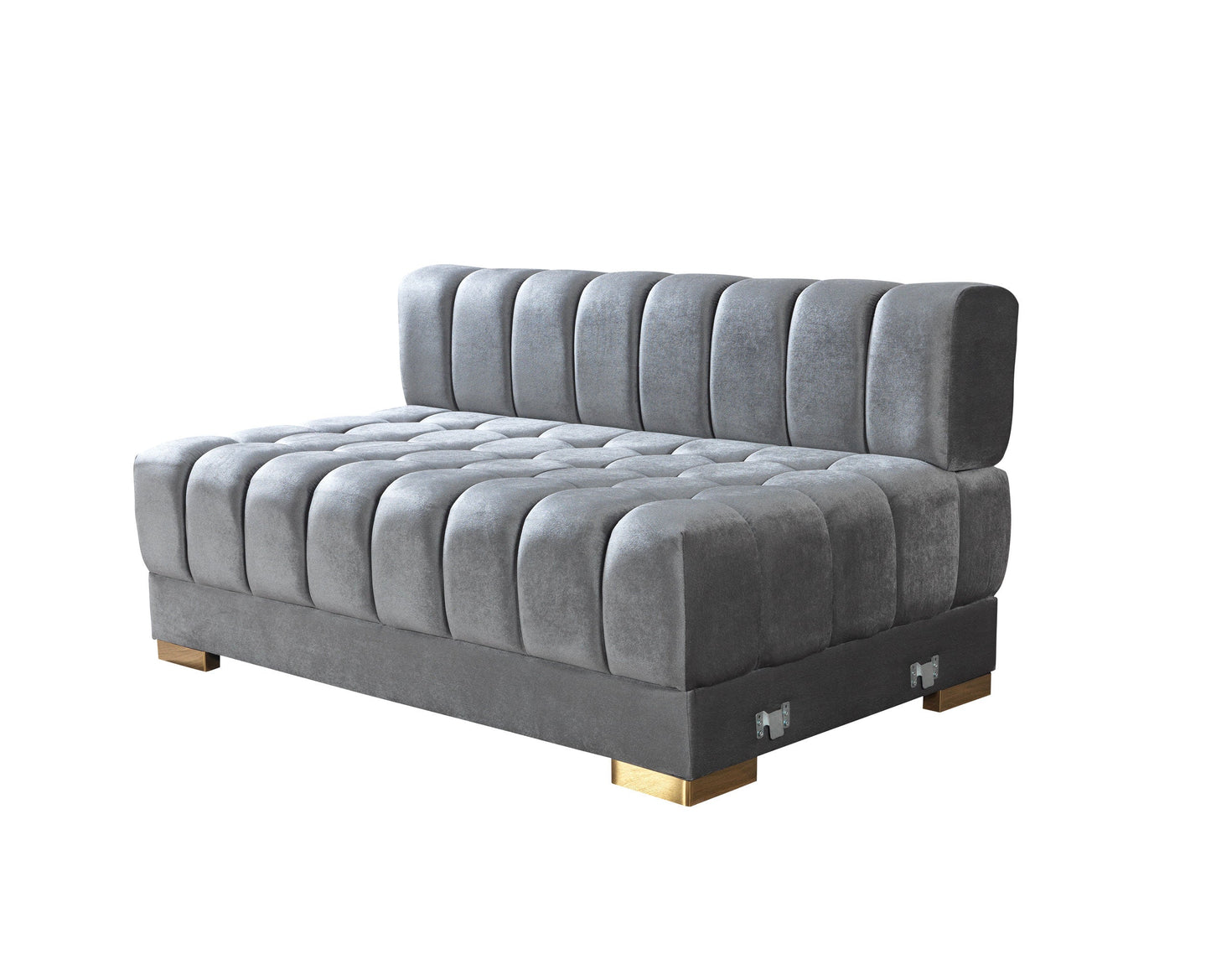 Ariana Gray Velvet Double Chaise Sectional - Mattress on Demand