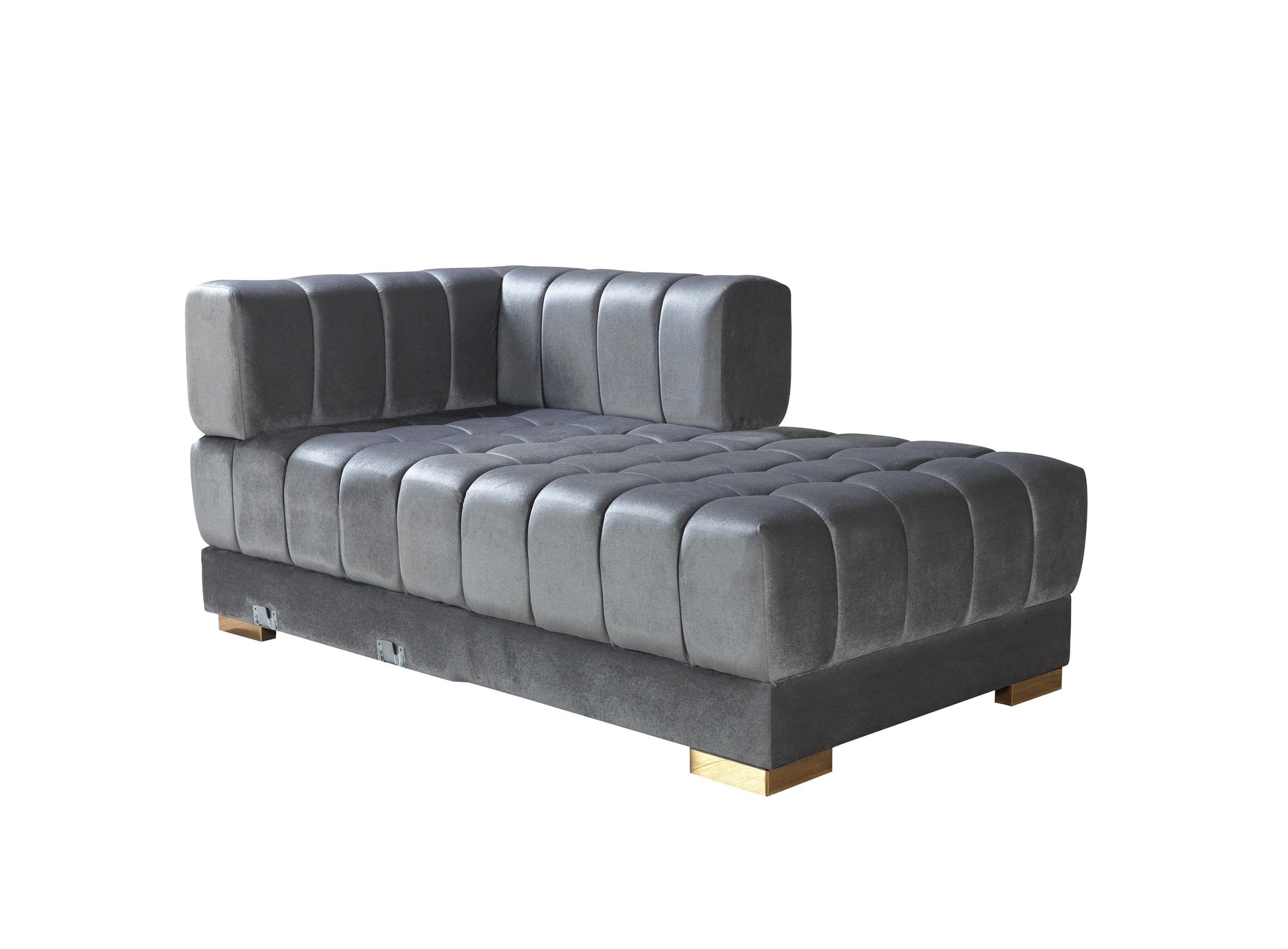 Ariana Gray Velvet Double Chaise Sectional - Mattress on Demand