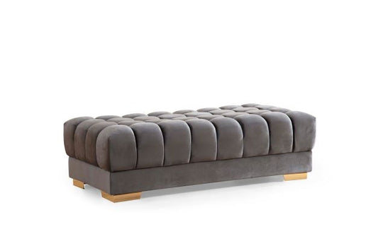 Ariana Gray Velvet Ottoman - Mattress on Demand