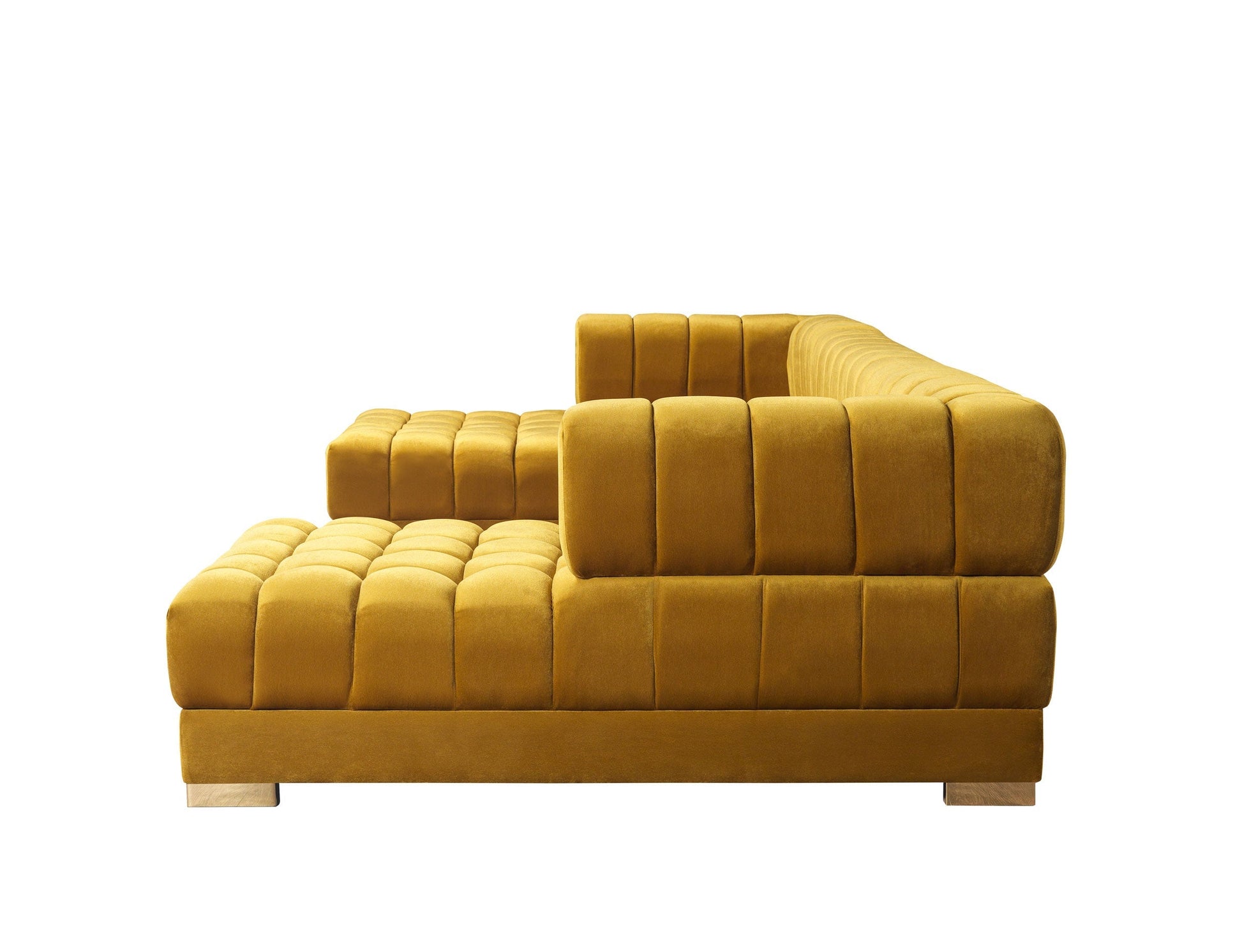 Ariana Mustard Velvet Double Chaise Sectional - Mattress on Demand