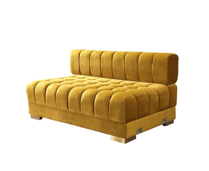 Ariana Mustard Velvet Double Chaise Sectional - Mattress on Demand