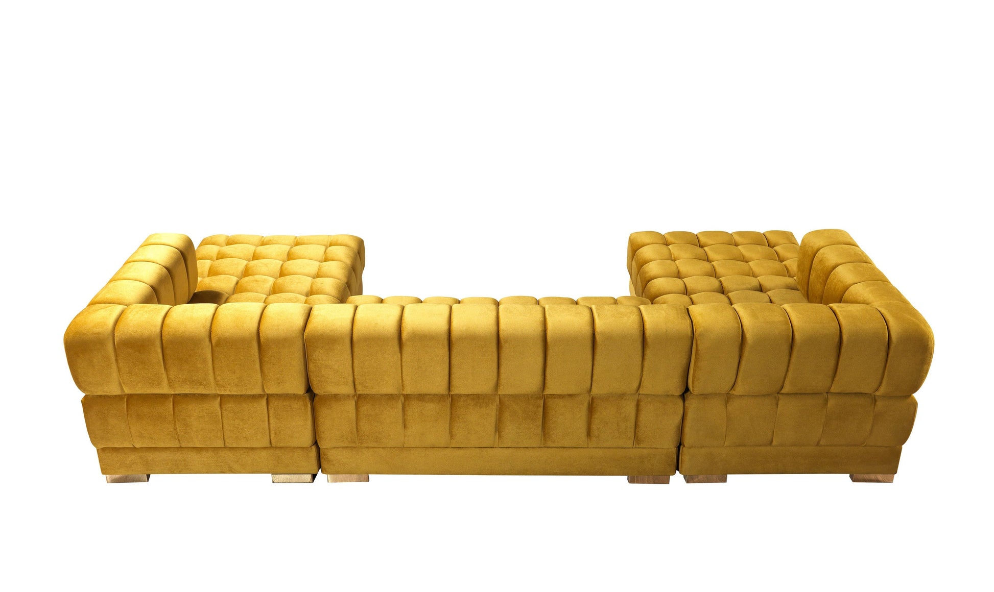 Ariana Mustard Velvet Double Chaise Sectional - Mattress on Demand