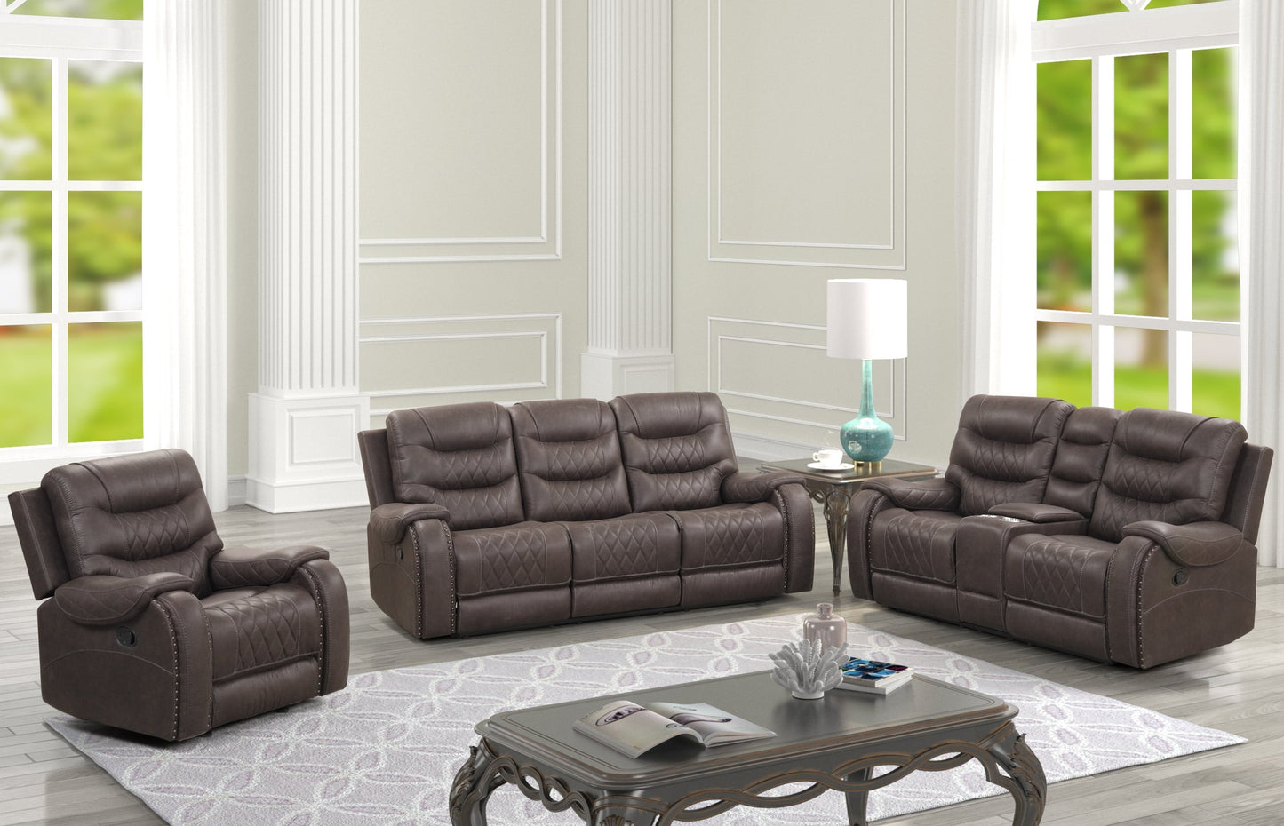 Ashley Chocolate Oversized 3-Piece Reclining Living Room Set