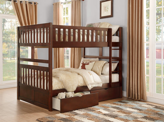 Rowe Dark Cherry Full/Full Bunk Bed with Storage Boxes