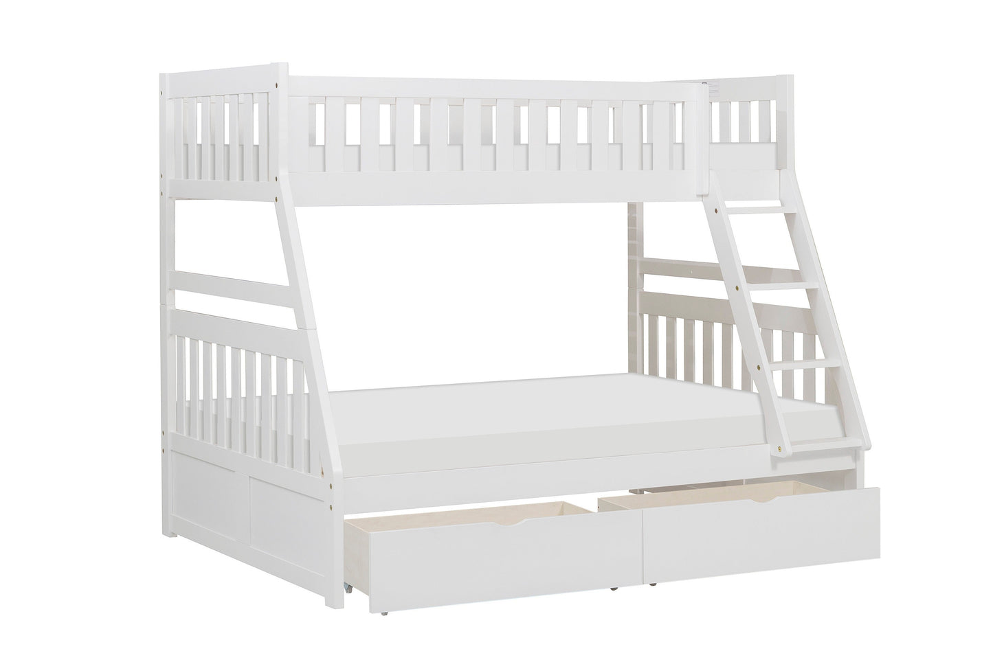 Galen White Twin/Full Bunk Bed with Storage Boxes