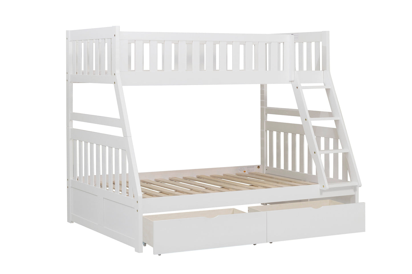 Galen White Twin/Full Bunk Bed with Storage Boxes