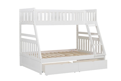 Galen White Twin/Full Bunk Bed with Storage Boxes