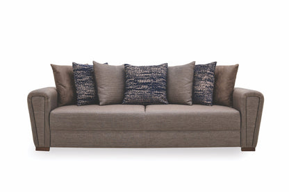 Brera Brown/Blue 3-Seater Sofa Bed with Storage - Mattress on Demand