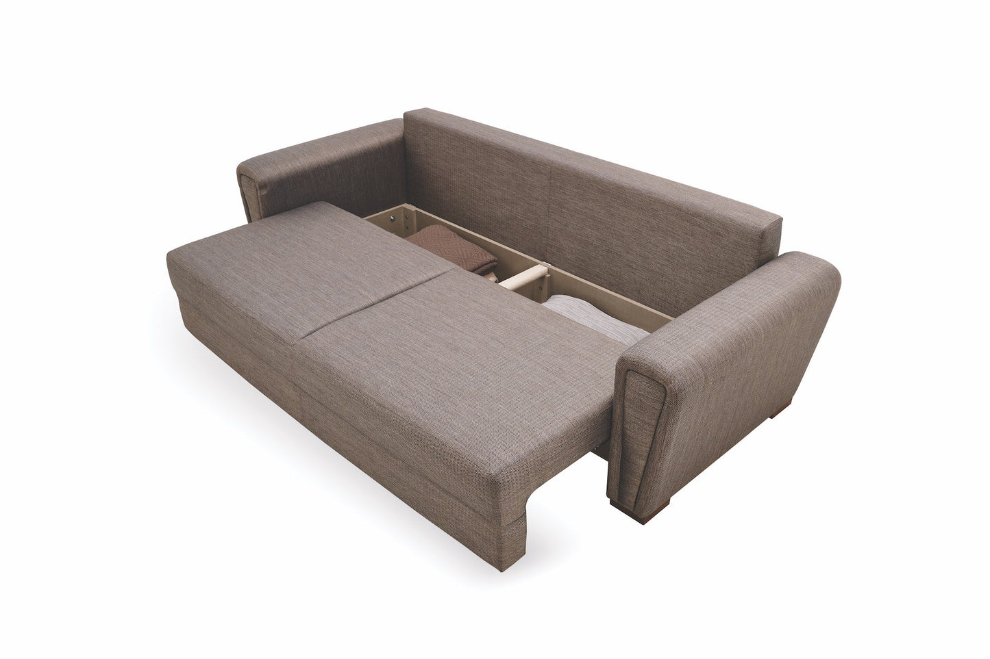 Brera Brown/Blue 3-Seater Sofa Bed with Storage - Mattress on Demand