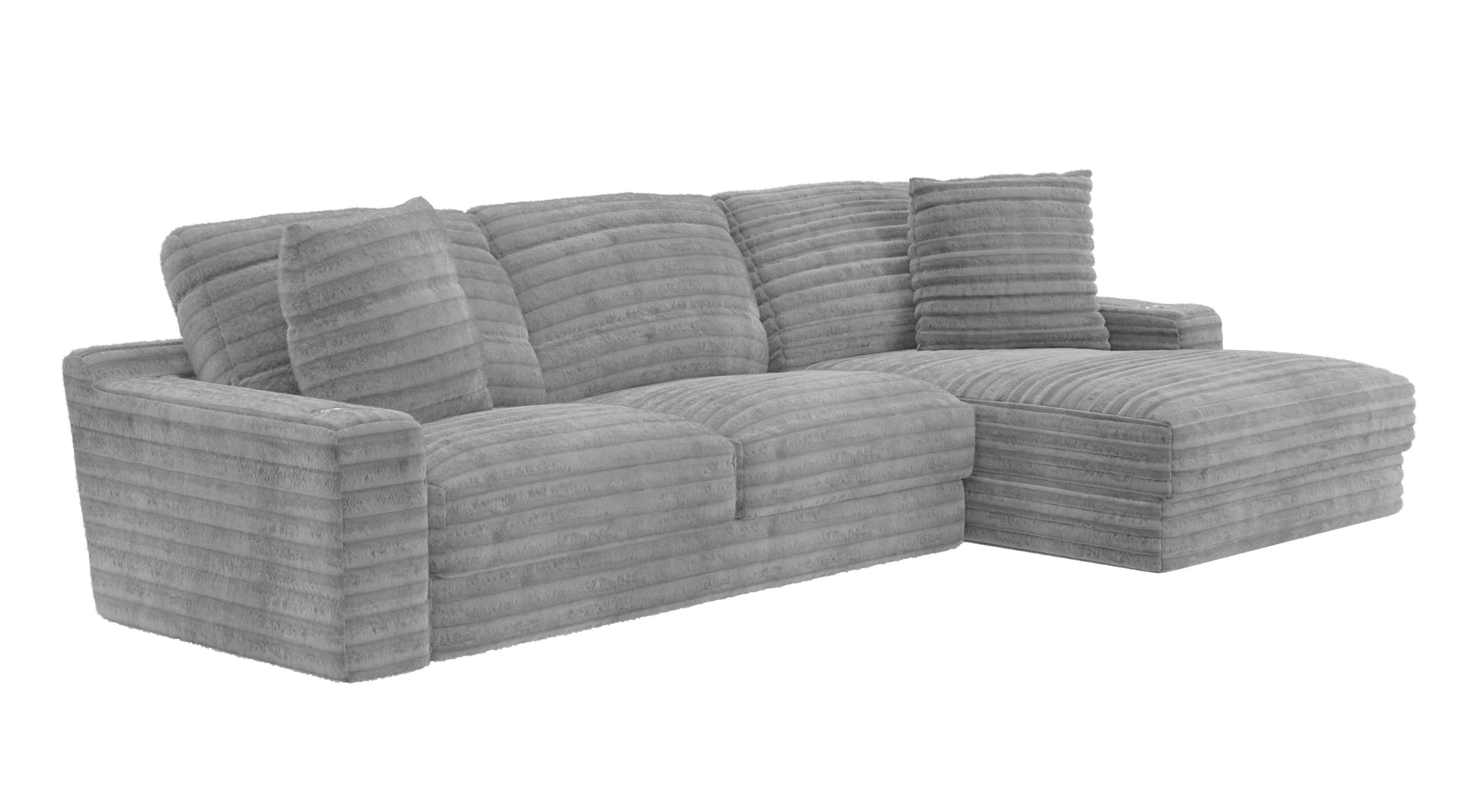 Comfrey Gray Sectional W/Cupholders - Mattress on Demand