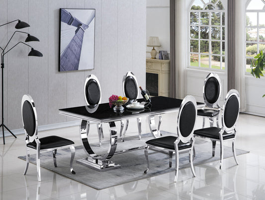 Betsy Chrome/Black 7-Piece Dining Set