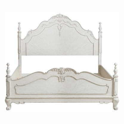 Cinderella Antique White Full Poster Bed