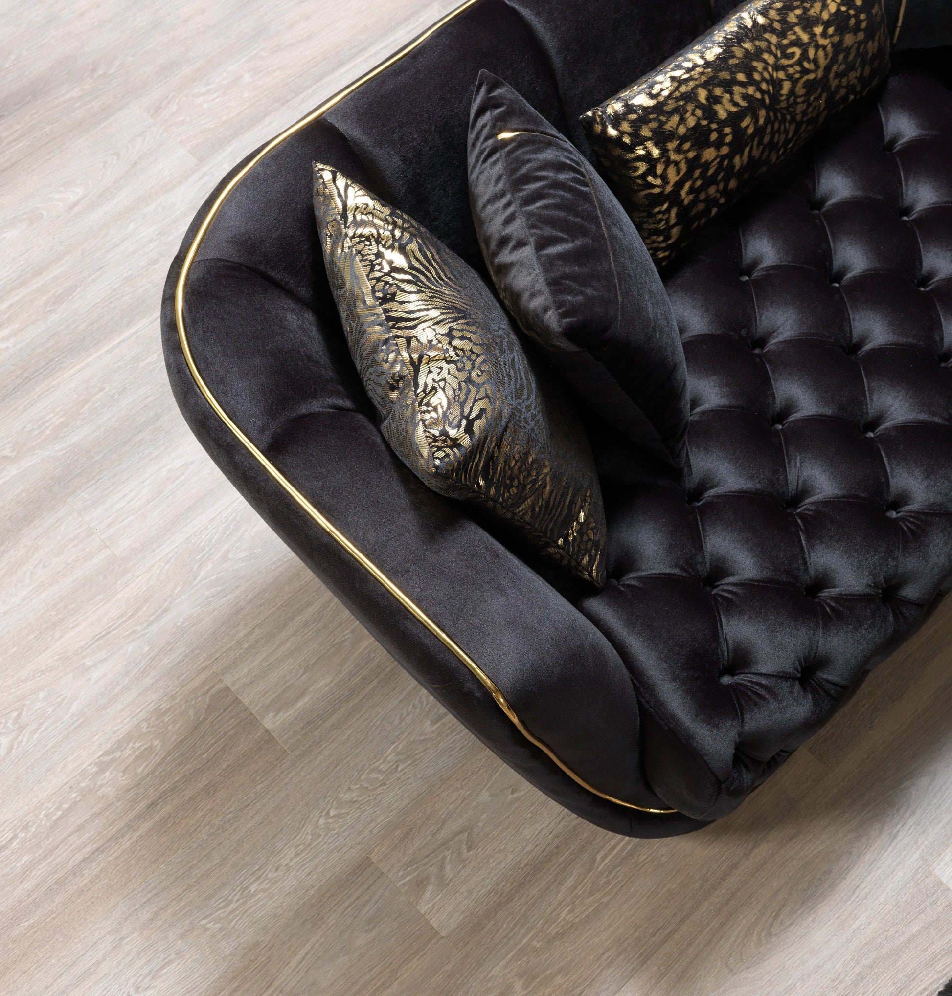 Daphne Black Velvet Sofa & Loveseat - Mattress on Demand