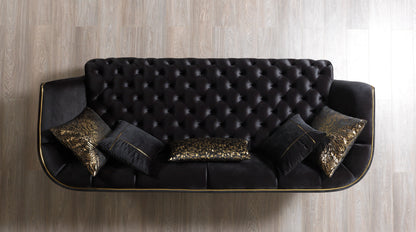 Daphne Black Velvet Sofa & Loveseat - Mattress on Demand