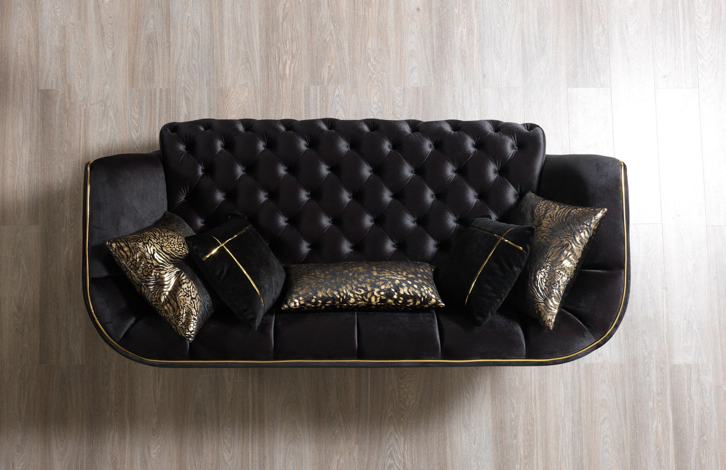 Daphne Black Velvet Sofa & Loveseat - Mattress on Demand