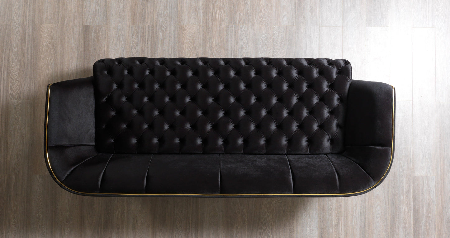 Daphne Black Velvet Sofa & Loveseat - Mattress on Demand