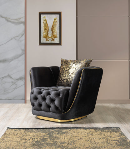 Daphne Black Velvet Sofa & Loveseat - Mattress on Demand