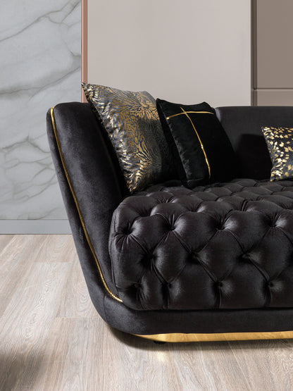 Daphne Black Velvet Sofa & Loveseat - Mattress on Demand