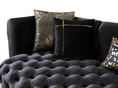 Daphne Black Velvet Sofa & Loveseat - Mattress on Demand