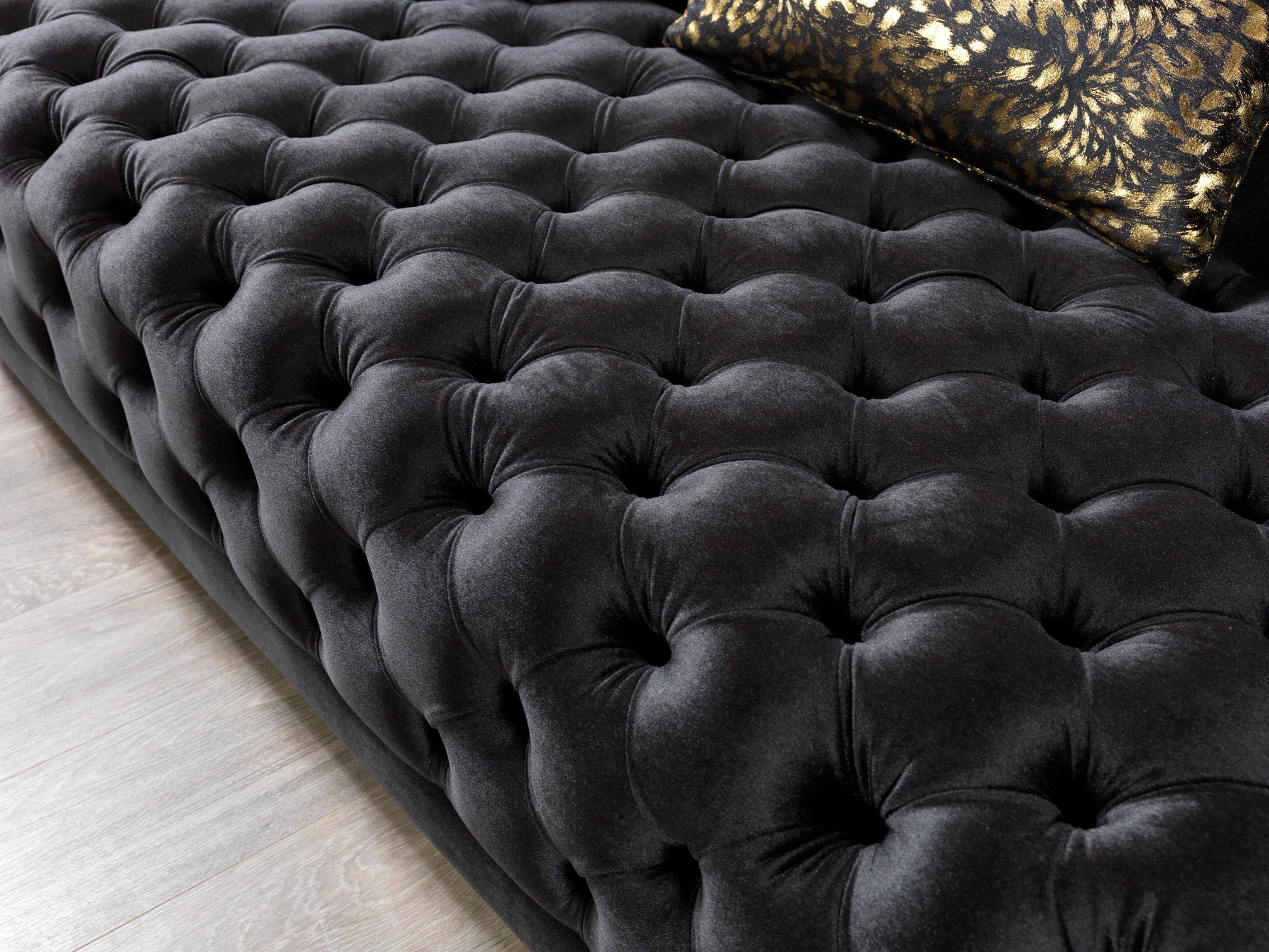 Daphne Black Velvet Sofa & Loveseat - Mattress on Demand