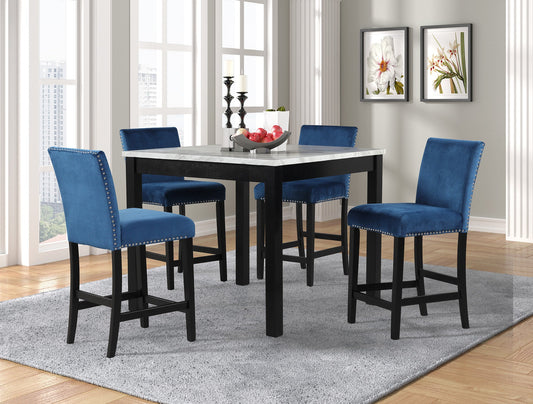 Dior Blue 5-Piece Counter Height Set