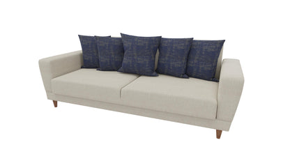 Dolce Cream/Blue 3-Seater Sofa Bed - Mattress on Demand