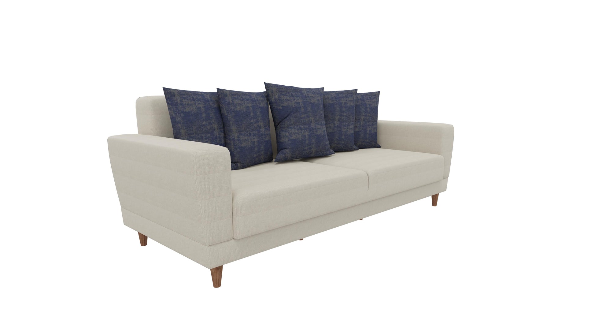 Dolce Cream/Blue 3-Seater Sofa Bed - Mattress on Demand