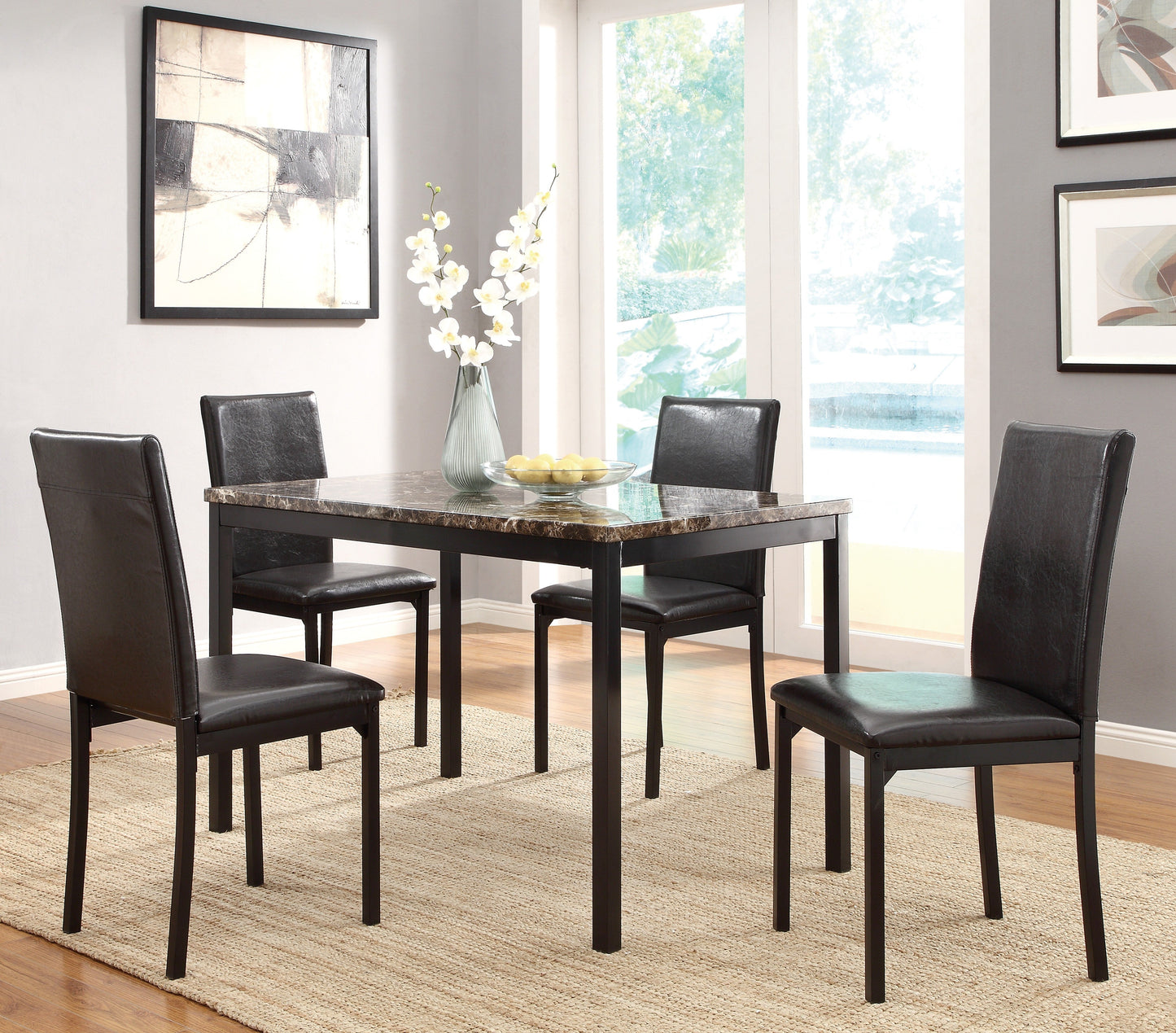 Tempe Brown/Black Marble-Top Dining Table