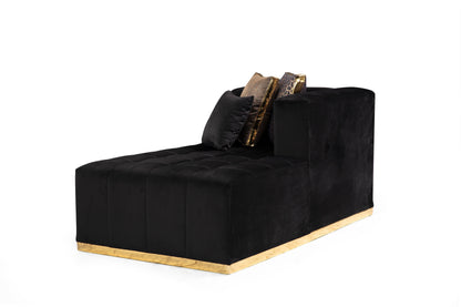 Elisha Black Velvet Double Chaise Sectional - Mattress on Demand