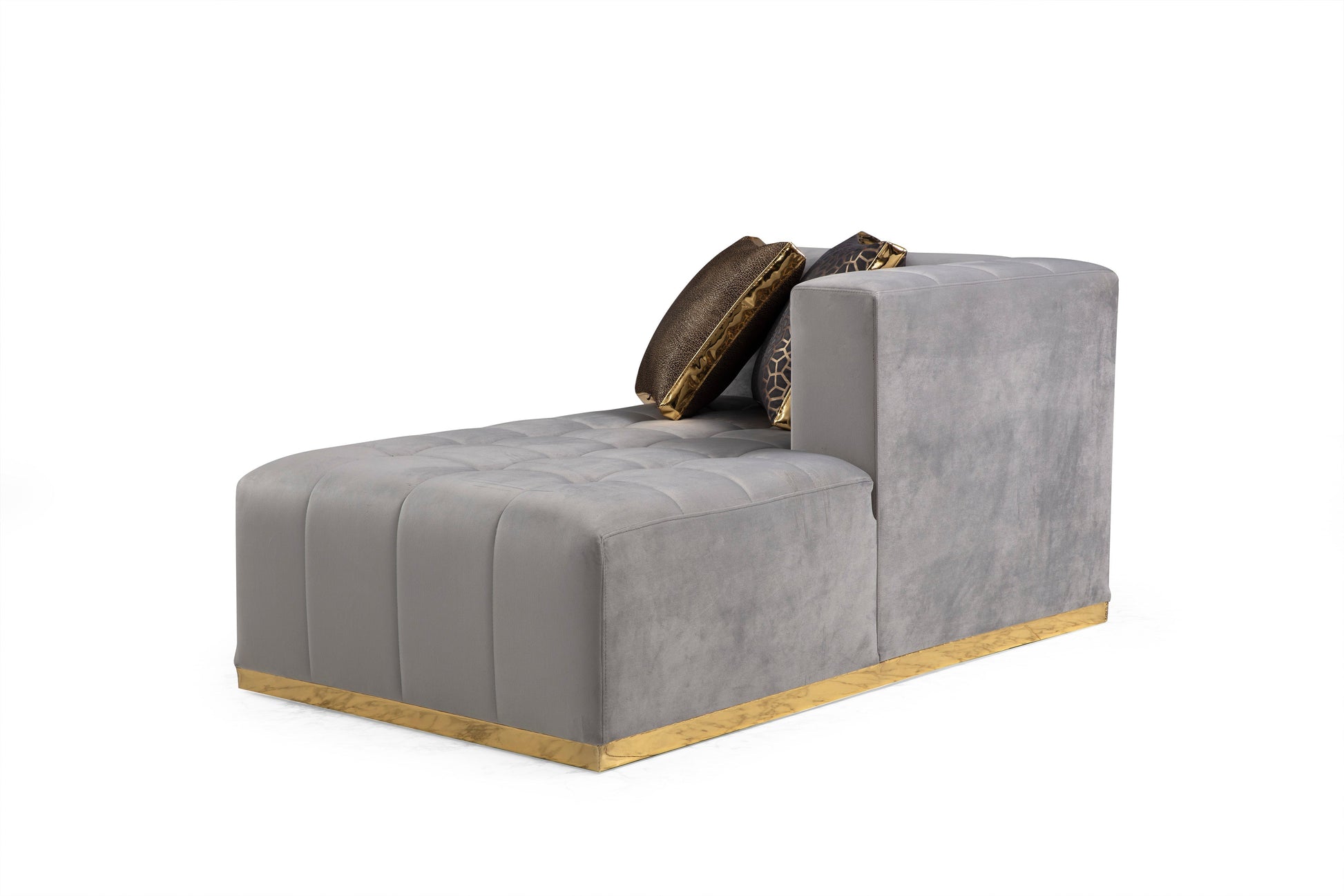 Elisha Gray Velvet Double Chaise Sectional - Mattress on Demand