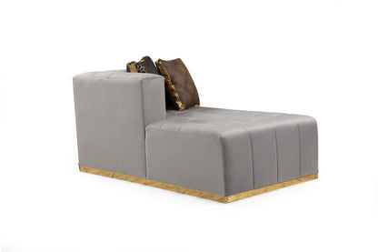 Elisha Gray Velvet Double Chaise Sectional - Mattress on Demand