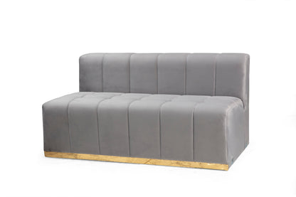 Elisha Gray Velvet Double Chaise Sectional - Mattress on Demand