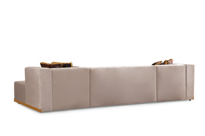 Elisha Ivory Velvet Double Chaise Sectional - Mattress on Demand