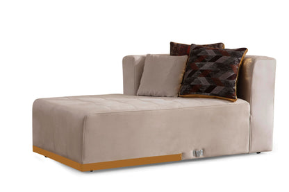 Elisha Ivory Velvet Double Chaise Sectional - Mattress on Demand