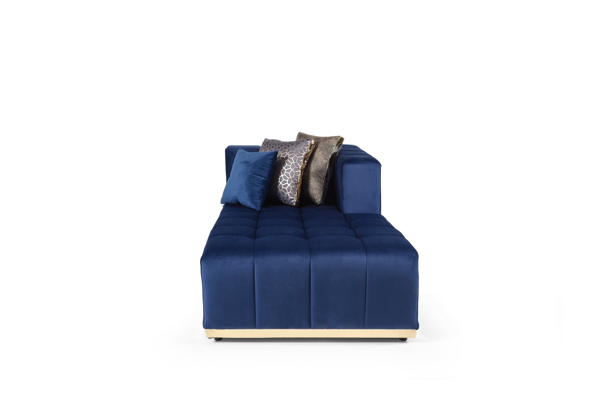 Elisha Navy Velvet Double Chaise Sectional - Mattress on Demand